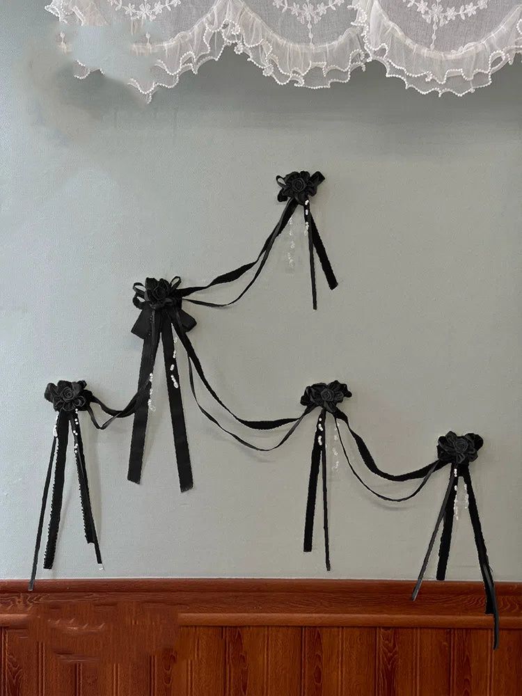 アクセサリーパープルセット / 花 赤 黒 ブローチ ベージュ ドレス