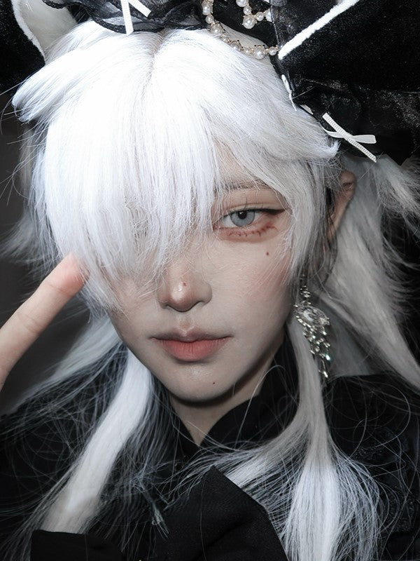 With Length 64CM White Full Wig Bangs