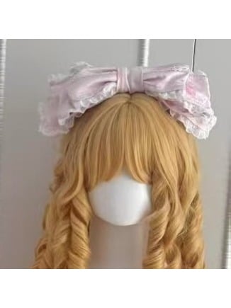 Lace-Accented Lolita KC Headpiece with Pink and Black Bow - Inspiration Post