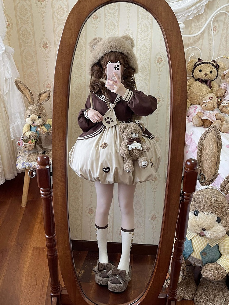 Braune süße Schleife Akzente Lamm Ohren Plattform Winter Slipper