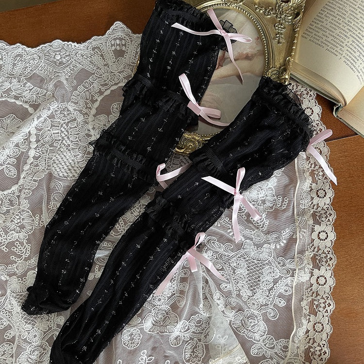 Details Strümpfe Schleife Farbe Unter dem Knie Optionen Tüll 4