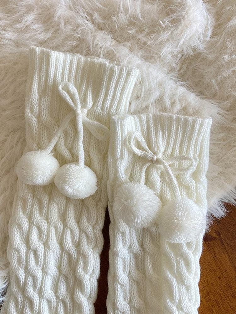 Lolita Warmers (6 Pom-Pom Cable-Knit Style Leg Colors)