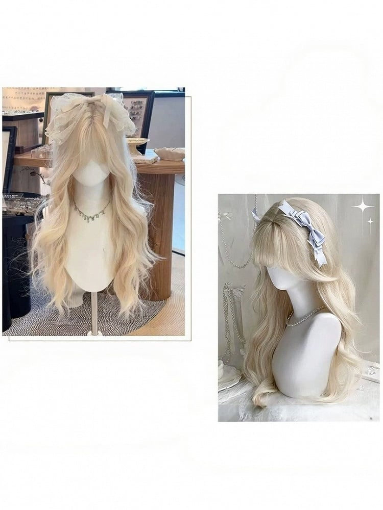 Long Wavy Curly Wig with Bangs - Meow Island Wig