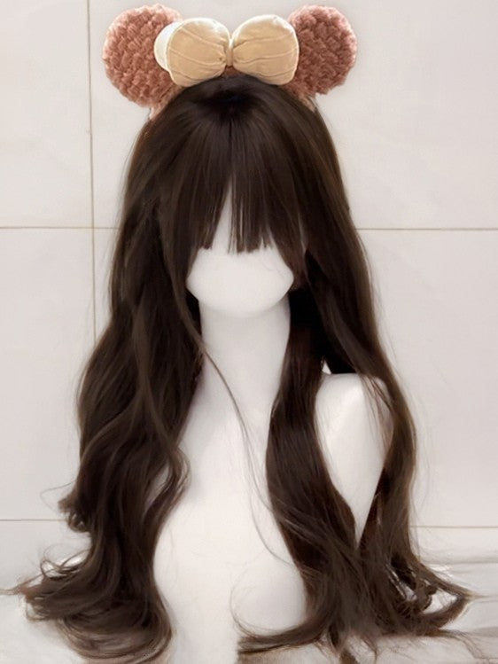 Wig Wavy 60CM Tea Black Bangs Air Length With