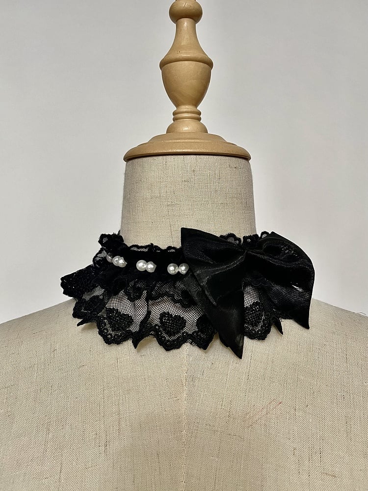 Bow Details Bead Choker / Pink Schwarz und