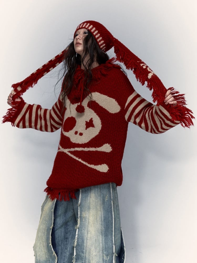 パンクなウサギの耳のニット帽