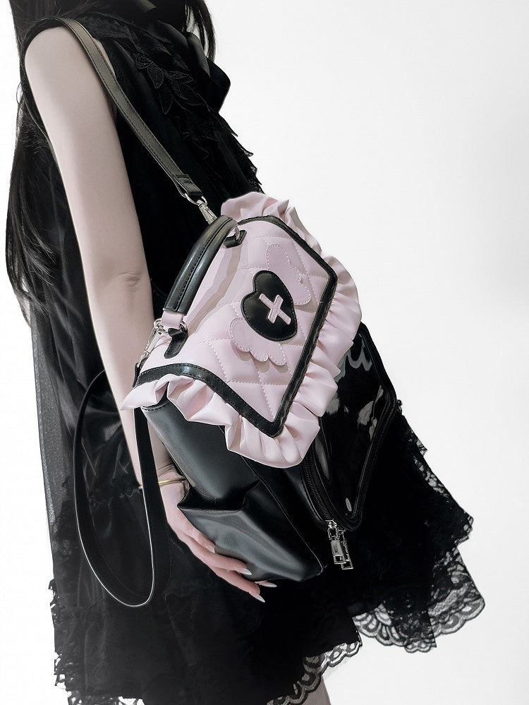 – Jirai Decoration Angel Bag Pink Ita Black Kei Heart Wings