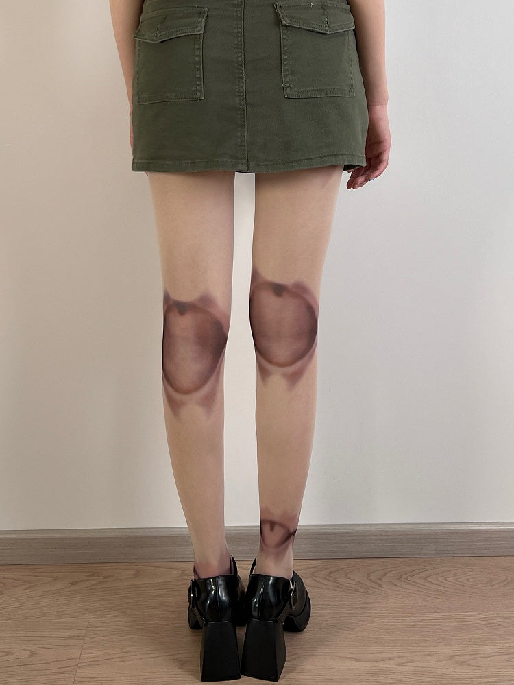 Nude and Ankle Print Joints Tights Knee