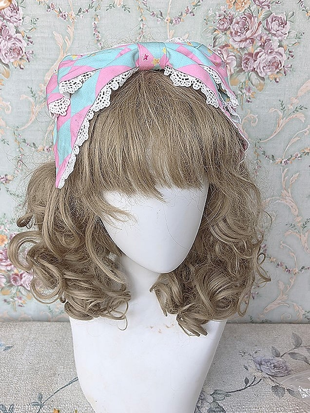 Star with Coffee/Pink/Pink KC Sweet Green Print Lolita