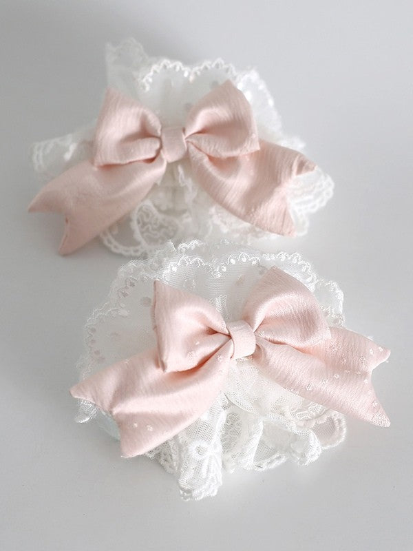 Pink Cuffs Lolita Bowknot Sweet Orange Lace Wrist