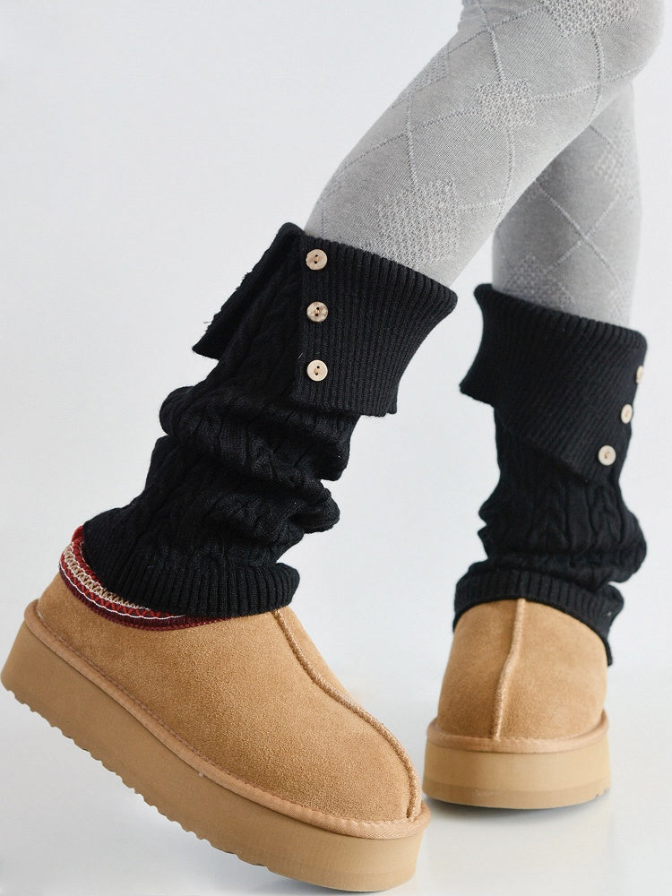 5 Colors Button Collar Split Design Leg Warmers