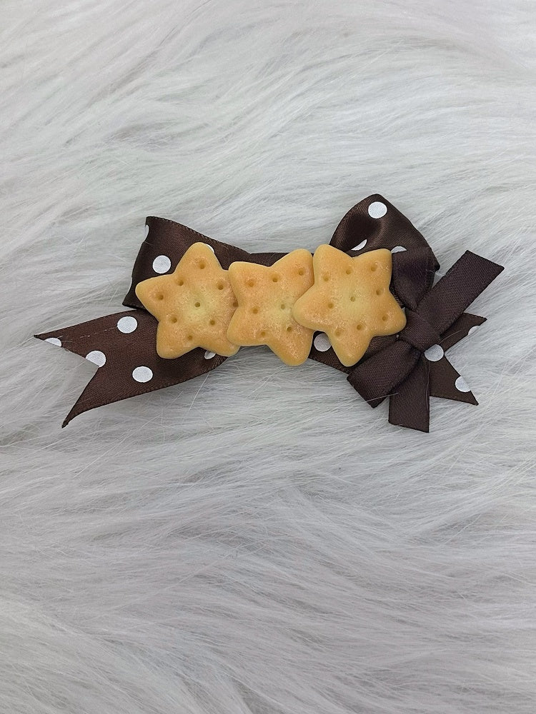Biscuit Lolita Decorations with Polka-dot Brown Bow Hairclip Sweet