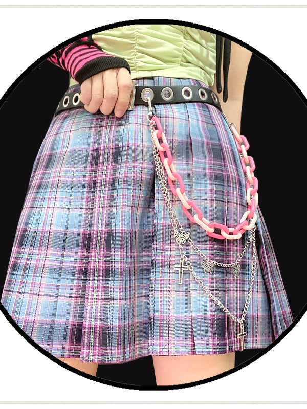 2-Color Cross and Butterfly Layered Waist Chain Set with Belt - Mr. Cat