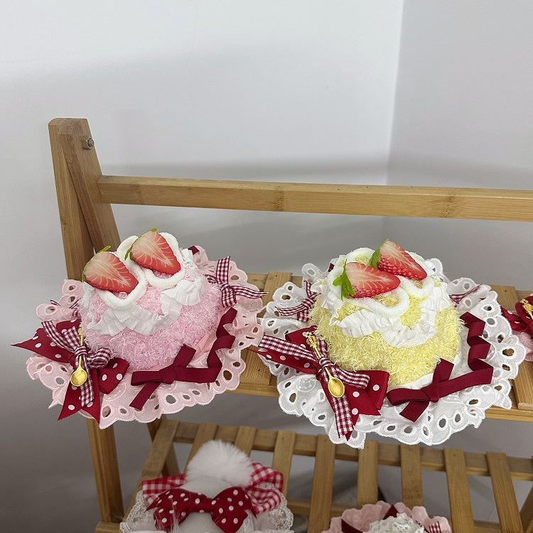 Hat Yellow/Pink Strawberry Cake Mini Lolita Sweet