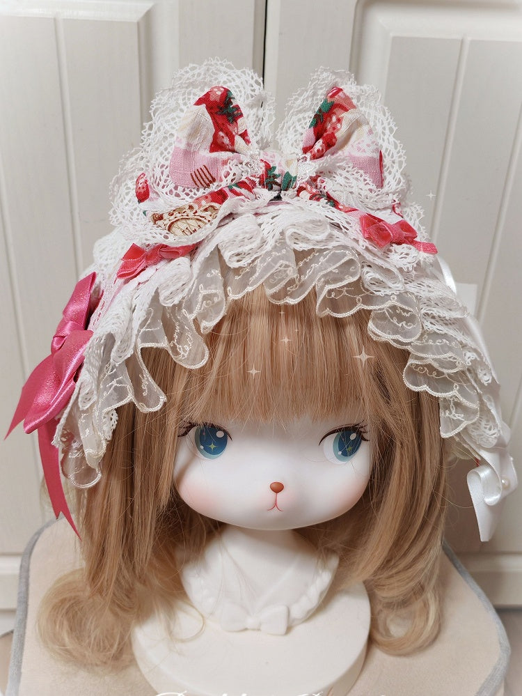 Options Lolita 2 Bowknot Color Sweet Strawberry Pattern Hairclip