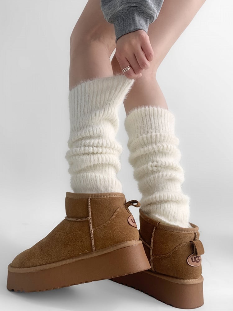 4 Plush Colors Warmers Leg Knitted