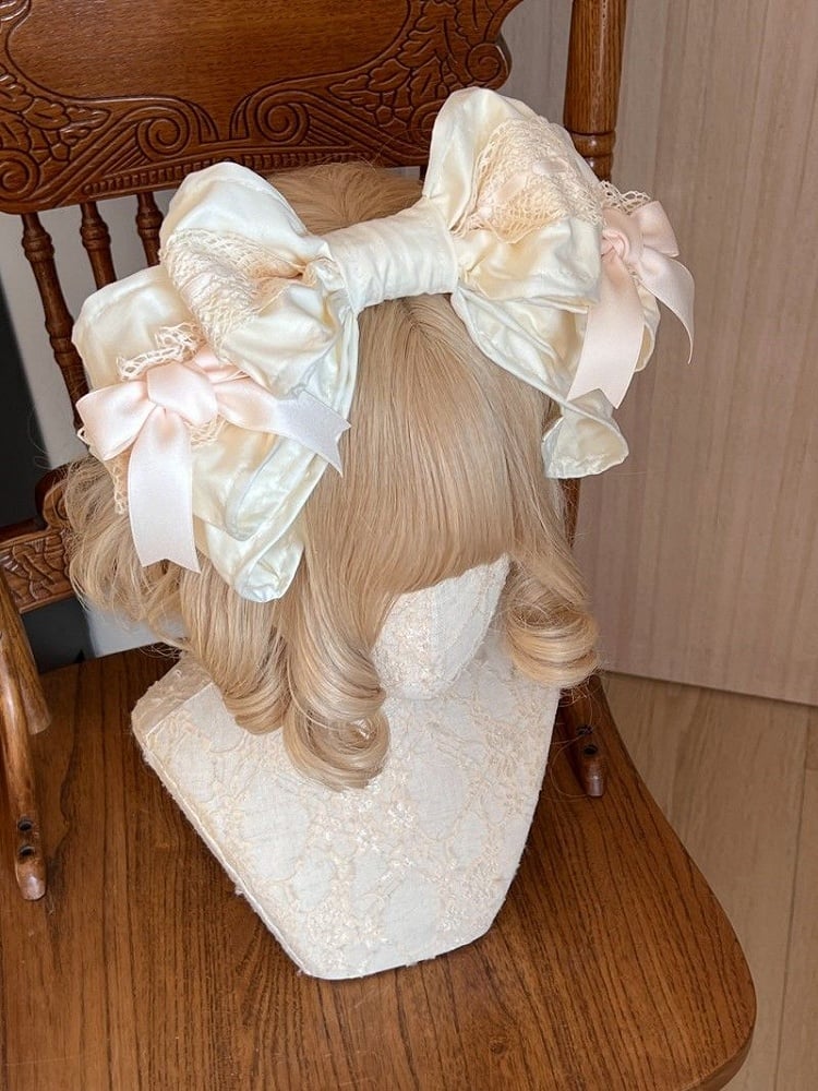 Ribbon Fabric Lolita Accents and Lace with Bow Apricot KC Large