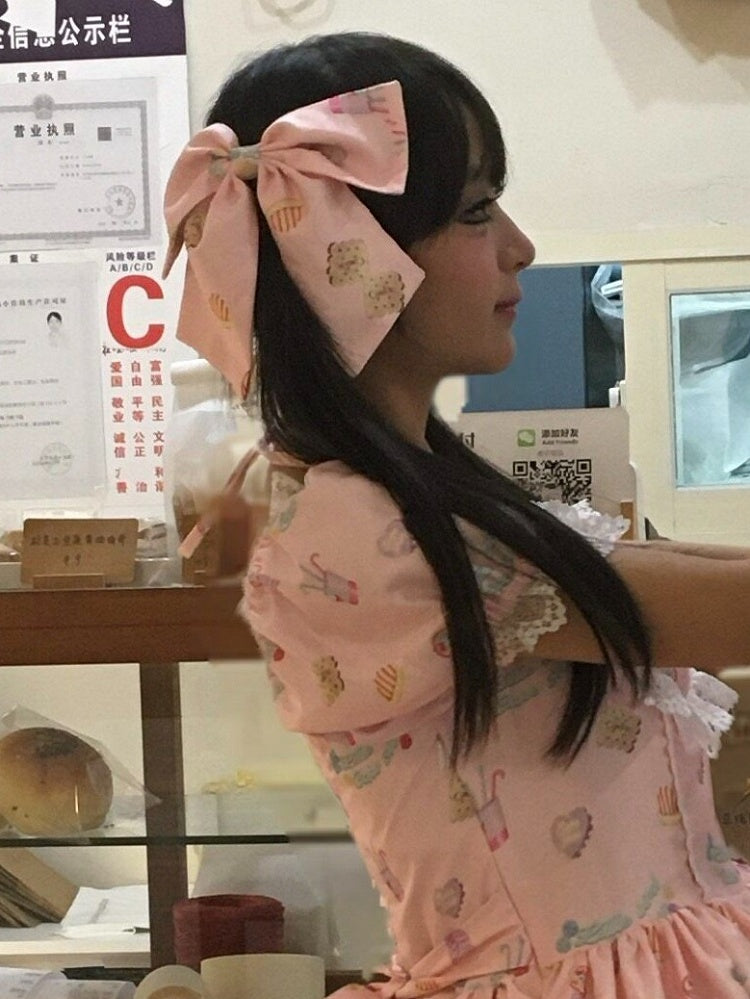 Oversized Bowknot Hair Clip in Pink and Blue Lolita Style - Good Night Meow
