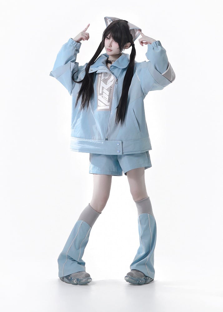 Cat Hair Gray Clips Cyberpunk Tenshi Blue Kaiwai Techwear Ear
