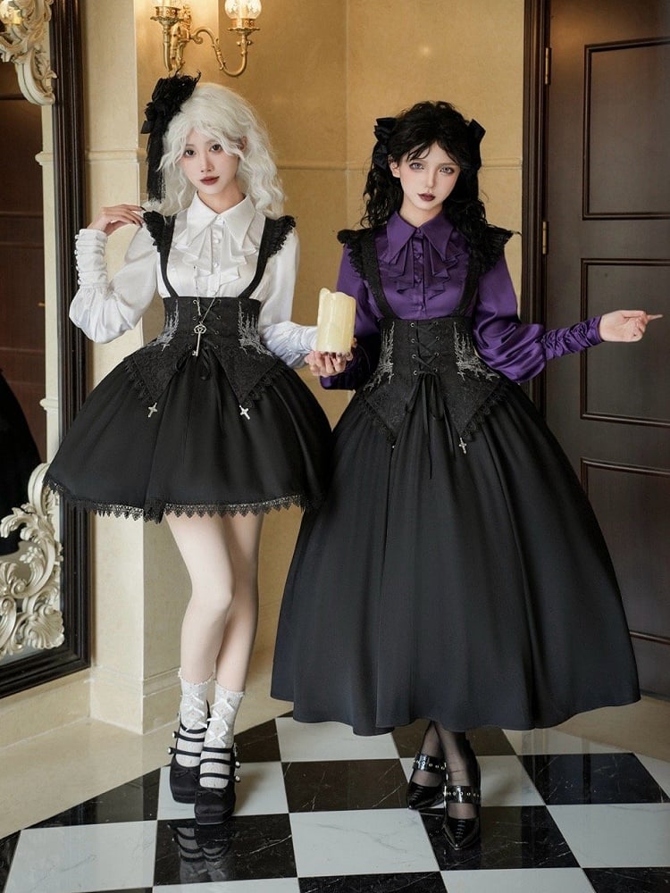 Black Detachable Short with Wast Lolita Bust Straps Gothic Version Skirt High Boned Under