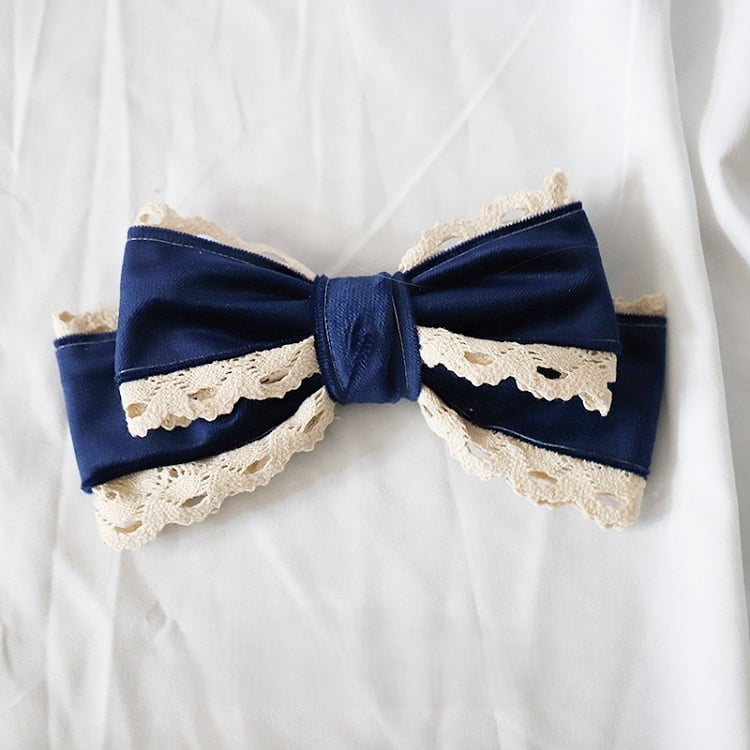 Trim Sweet Velvet Color Bow Hairclip Lolita 4 Lace Options