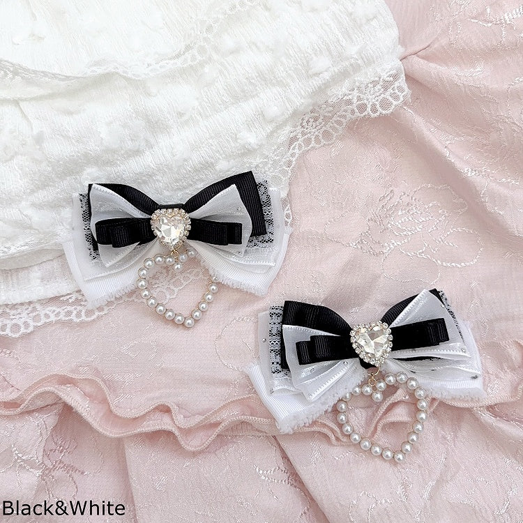 Jirai Rhinestone 5 Hairclips with Kei Charm Heart Bow Colors and