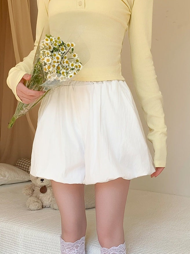 Loose Kawaii Style Bubble Shorts in 3 Colors - Lan Jian Chuan