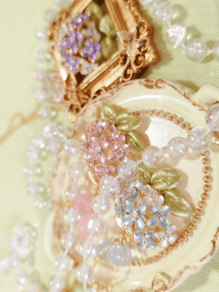 Hydrangea Lolita Color Necklace Pendant Beaded 4 Options