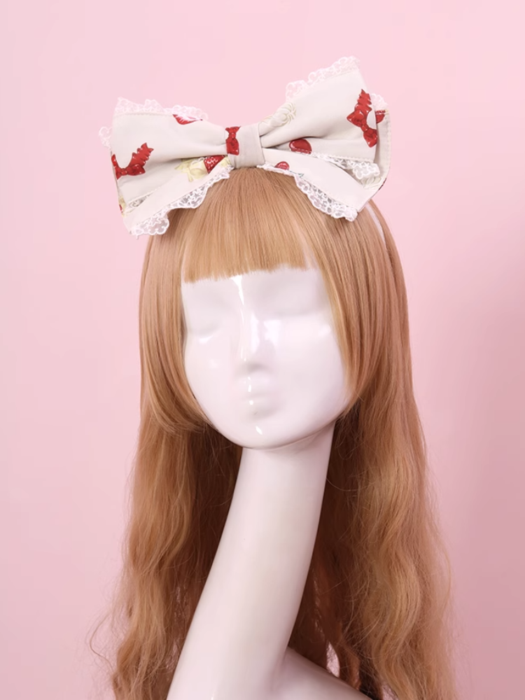 Lolita KC Sweet Beige Big Bow Lace Trim