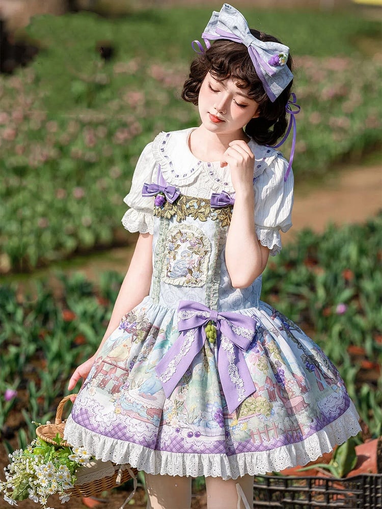 Grapes Overall Parrot Sweet Print Lolita Dress and Cute