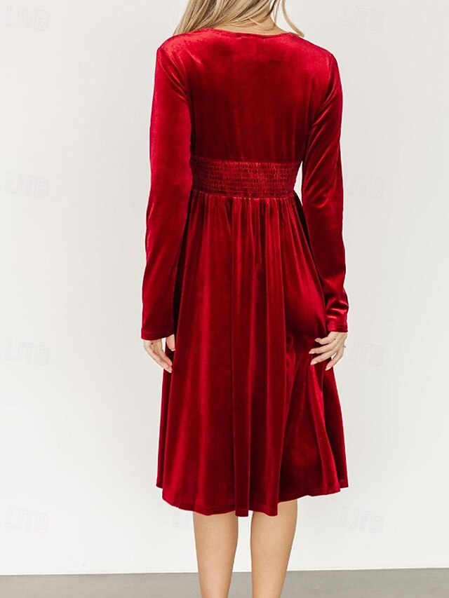 Women's Midi Dress Christmas Dress Velvet Dress Party Dress