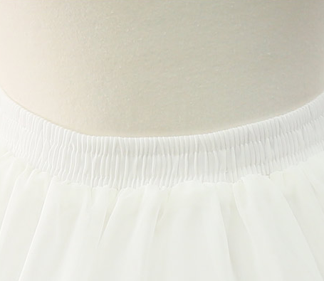 White Adjustable Chiffon Lace Petticoat with Fishbone Structure - Manilo