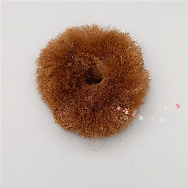 White Faux Fur Scrunchie - Cocoa Jam