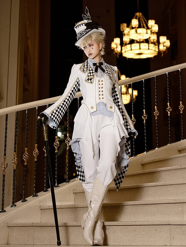 Wonderland Vibes Alice Weißer Ouji Aristocrat Karierter Lolita-Frack in