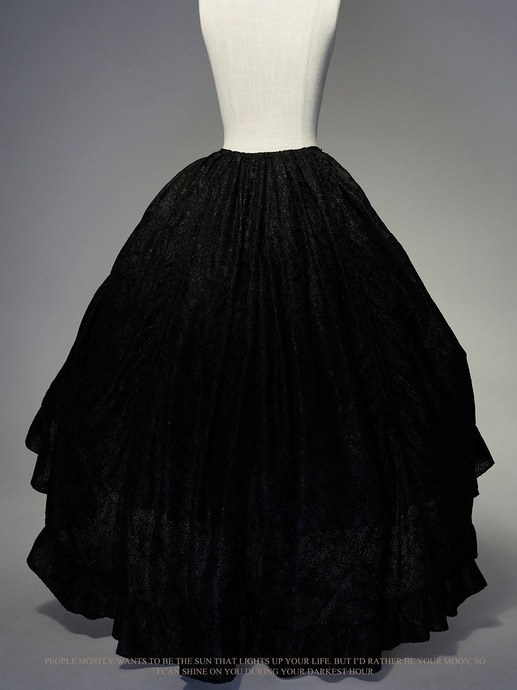 Gothic Lolita Drawstring Overlay Black