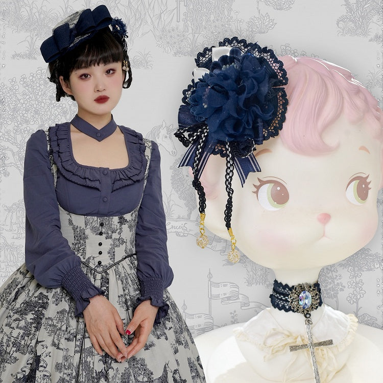 Blue/Green/Red Dark Floral Hairclip