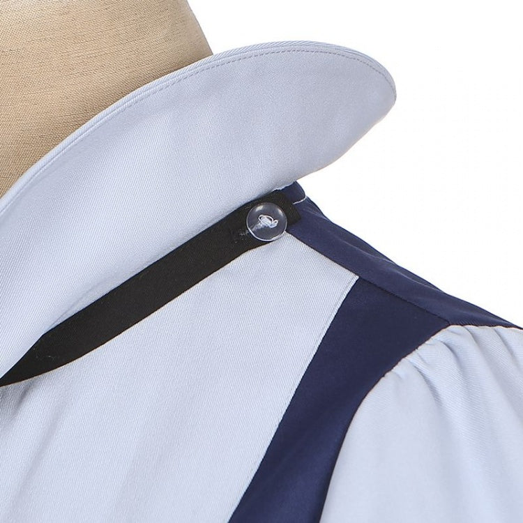 Navy Blue Peter Pan Collar Short Sleeves Dress Fake Two-piece