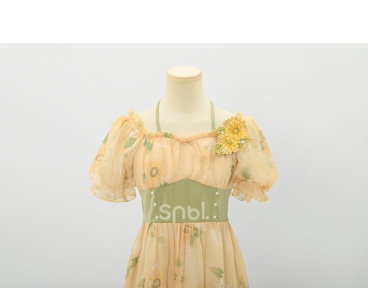 Halfter Sonnenblumen Freie Brosche Print Kleid Hals