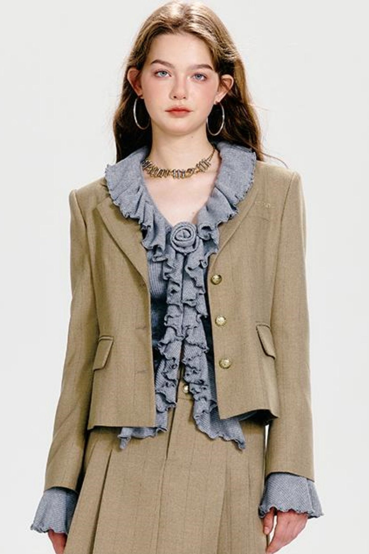 J + プリーツジャケット シンチシック ウエストスカート