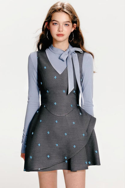 French Flare Kleid Floral Mint