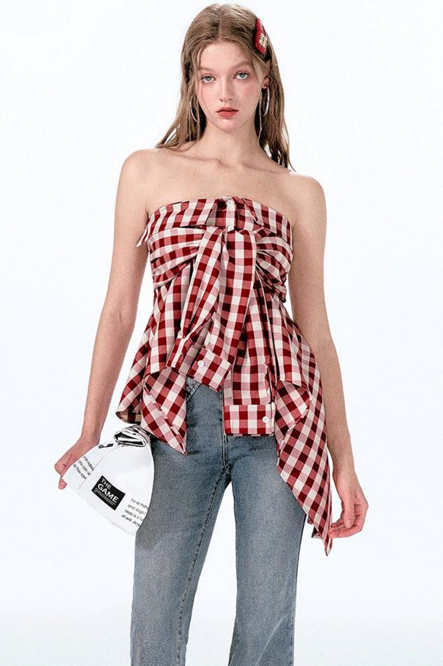 ミントレッドヴィンテージショルダートップワン