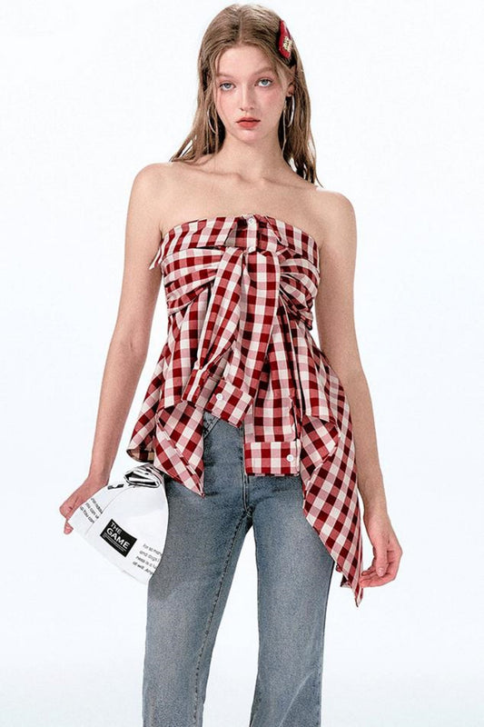 ミントレッドヴィンテージショルダートップワン