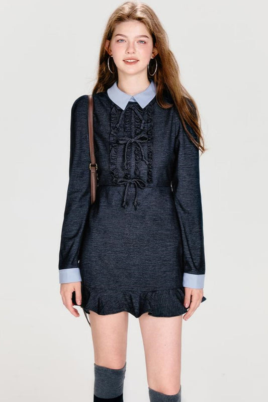 Bohormint-Schleifenkleid Cooler Kragen