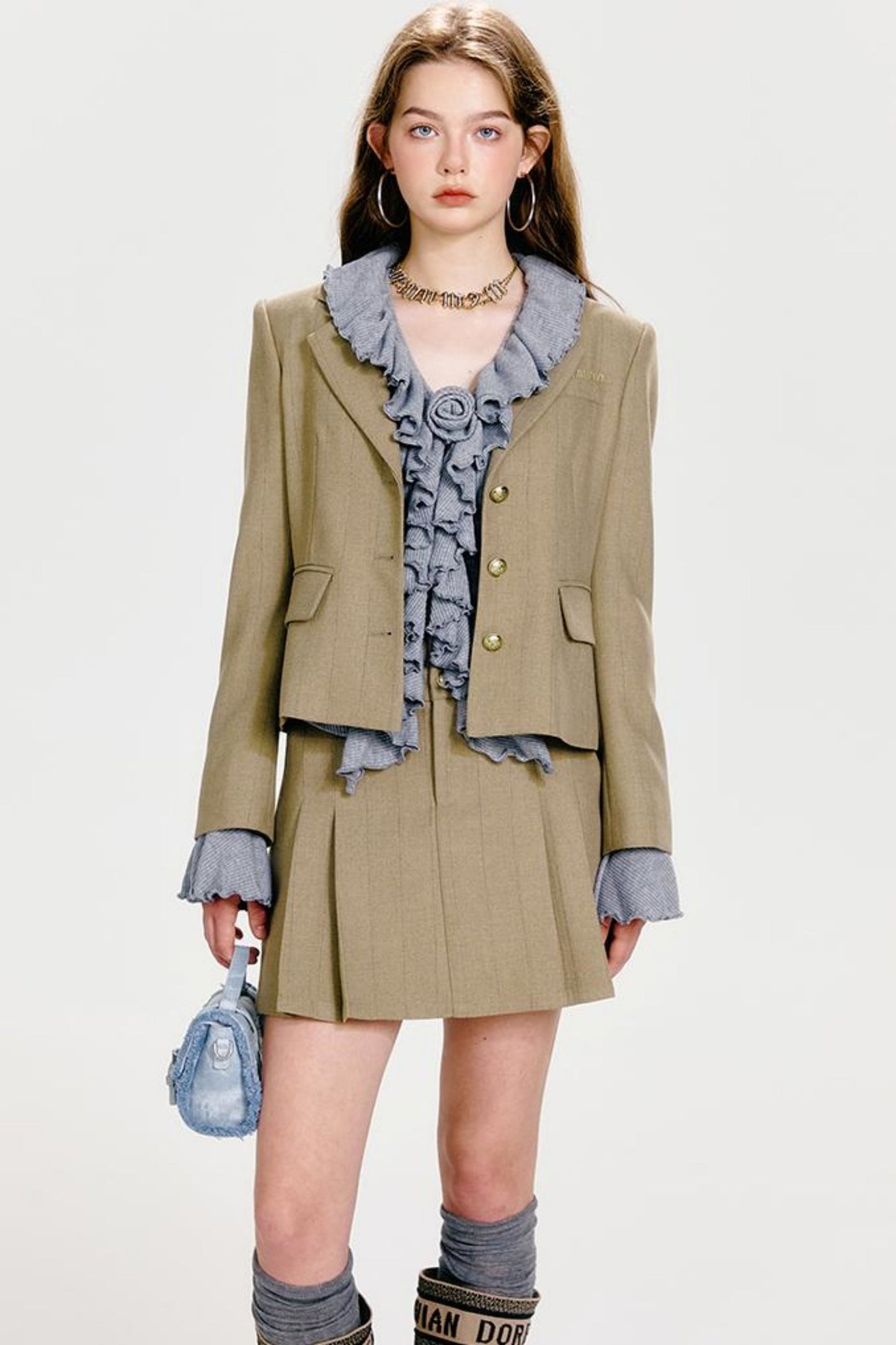 J + プリーツジャケット シンチシック ウエストスカート