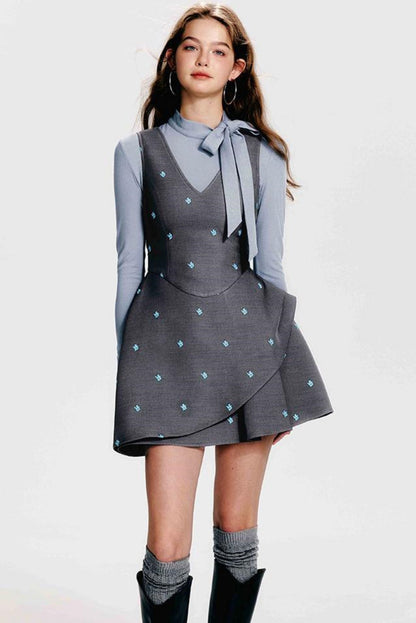 French Flare Kleid Floral Mint