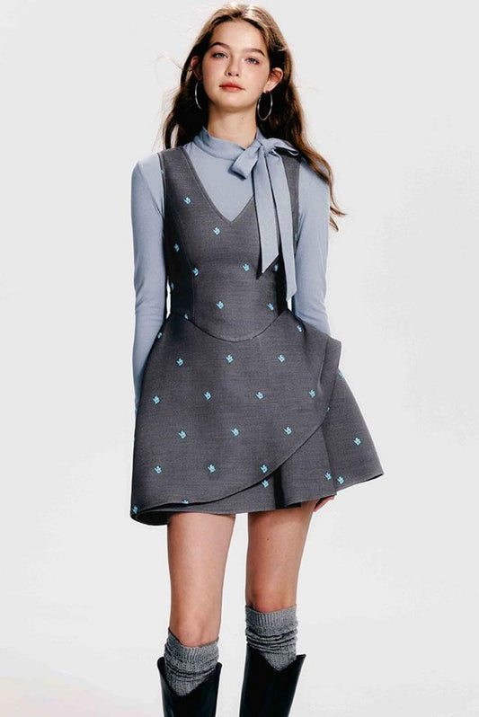 French Flare Kleid Floral Mint