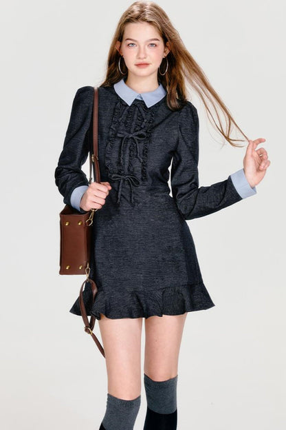 Bohormint-Schleifenkleid Cooler Kragen