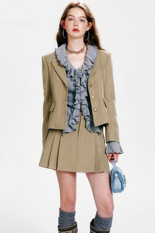 J + プリーツジャケット シンチシック ウエストスカート