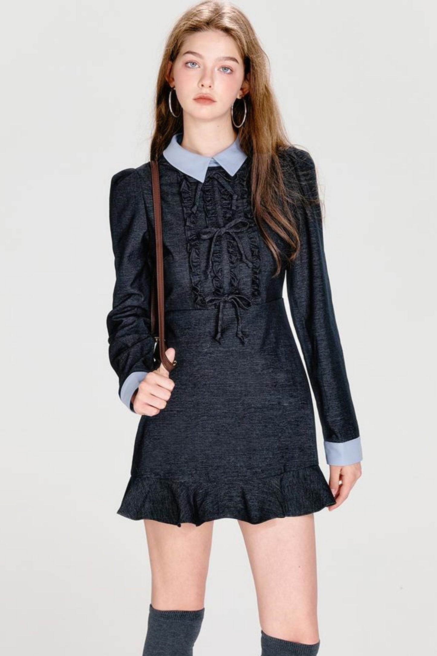 Bohormint-Schleifenkleid Cooler Kragen