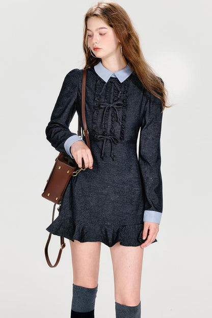 Bohormint-Schleifenkleid Cooler Kragen